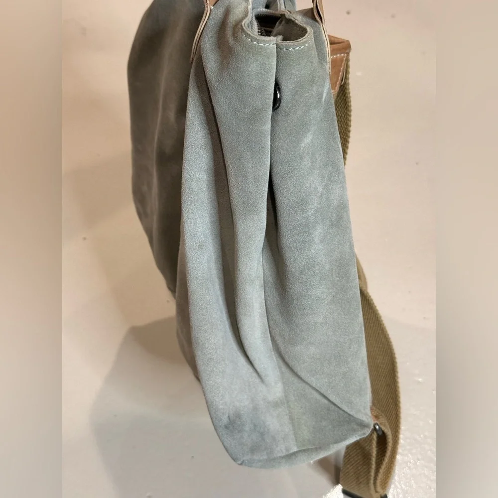 SOLD We The Free Free People Tote Bag backpack 100% cow leather cotton inter - Picture 6 of 16